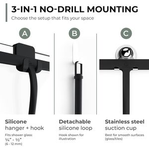 9 Inch Black <b>Silicone</b> <b>Window</b> Squeegee for Bathroom and Glass Cleaning Shower Squeegee for Glass Doors - Product Image 3