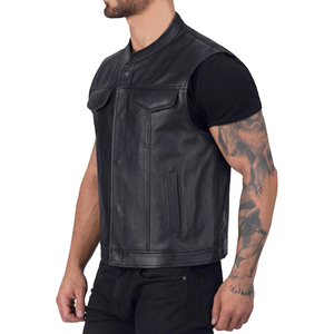 Latest Design Wholesale Cheap Price Men Leather <b>Vest</b> Comfortable Breathable Leather <b>Vest</b> Made In Pakistan - Product Image 3