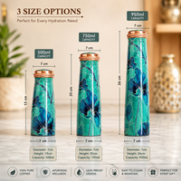 Bouteille d'eau potable moderne écologique imprimée 100% cuivre pur 950ml, anti-fuite, qualité export, fabrication ayurvédique indienne