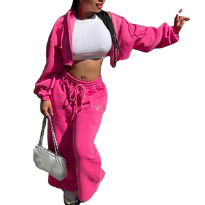 Winter Eco-Friendly Casual Distressed Two-Piece <b>Tracksuit</b> Set 100% Cotton Custom Logo Embroidered Hooded Sweatpants - Product Image 6