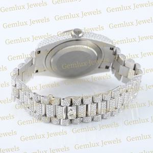 Alta calidad Iced Out Roman Dial Iced Out VVS Moissanite Diamond Pass Diamond Tester Reloj de diamante de acero inoxidable - Product Image 6