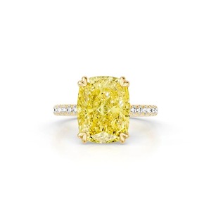 1CT Fancy Yellow Radiant Cut Lab Grown Diamond Engagement Ring 9K Yellow Gold <b>Heart</b> Prong Solitaire Pave Bridal Jewelry - Product Image 1