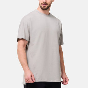 Camiseta de punto con logo digital personalizado, hombros caídos, venta al por mayor, 100% algodón, cuello redondo, corte regular, transpirable, de secado rápido para hombre - Product Image 1