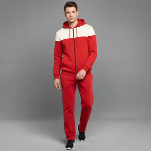 Ensemble de survêtement deux pièces pour homme, sweat à capuche et pantalon de jogging, en polaire avec cordon contrastant, nouveau modèle OEM - Product Image 3