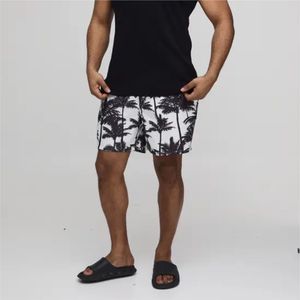 Shorts de bain pour hommes de qualité supérieure à imprimé tropical, shorts de plage à motif palmier, séchage rapide, décontractés, pour l'été, avec taille élastique, pour l'extérieur - Product Image 1