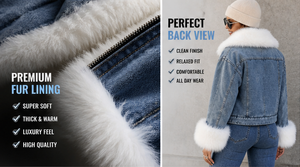 Women Denim Fur <b>Jacket</b> – Winter Streetwear Coat | Warm <b>Fleece</b> <b>Lining</b> | Custom Logo | Boutique Clothing Supplier - Product Image 5