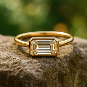 Bague de fiançailles en or massif 10k 14k 18k pour femme, taille émeraude 0,14 carat, diamant de laboratoire cultivé, certifié IGI, fabriquée à la main - Product Image 4