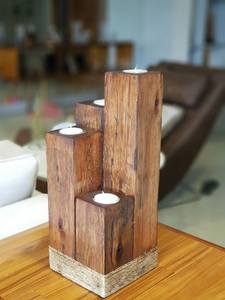 Boho Style Wooden Candle Stand Handmade Natural Wood Candle Holder for Living Room Wedding Event <b>Table</b> Decoration - Product Image 5
