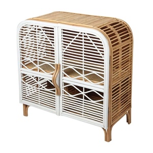 Handcrafted Wicker Rattan 2 Shelves Cabinet for Toy Clothes Storage Kids Furniture Toddler Room Storage Sideboard Wholesale - Product Image 1