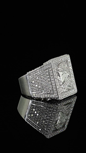 <b>Initial</b> Signet <b>Ring</b> 925 Silver VVS Round Brilliant Cut Moissanite Diamond <b>Ring</b> For Men's Party Wear - Product Image 5