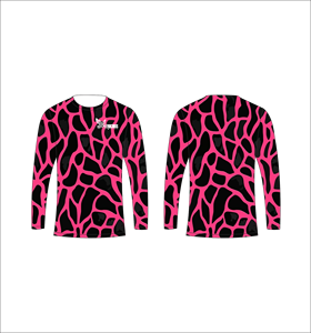 Camiseta de Manga Larga Sublimada Personalizada, Diseño de Jirafa Rosa y Negra, Cuello Redondo, Ropa Deportiva de Alto Rendimiento, Ropa Deportiva al por Mayor - Product Image 1