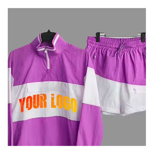 Ensemble de survêtement coupe-vent en nylon pour homme avec design et logo, veste zippée et short, coupe-vent uni d'été en Pakistan - Product Image 3