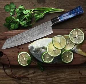 Cuchillo de Chef Artesanal de Damasco con Diseño de Gota de Lluvia, Mango de Madera, Revestimiento Antiadherente, Apto para Lavavajillas, Hoja de 8-9.9 Pulgadas para Uso en la Cocina - Product Image 2
