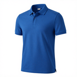 เสื้อโปโลชายสีน้ำเงิน แขนสั้น ทรงปกติ ผ้าฝ้าย 100% ผ้าปิเก้ถัก สไตล์ลำลอง สีพื้น ดีไซน์เรียบง่าย - Product Image 3