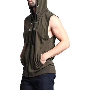 เสื้อฮู้ดแขนกุดสำหรับออกกำลังกายผู้ชาย ผ้าฝ้าย 100% แบบเรียบง่าย เป็นมิตรกับสิ่งแวดล้อม มีกระเป๋าเสื้อ เหมาะสำหรับฤดูหนาว - Product Image 1
