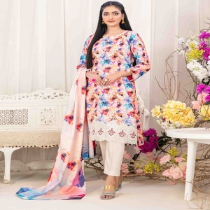 Colección de vestidos paquistaníes-Vestido de fiesta Hermosa ropa informal elegante Pakistán e indio Vestido de Panjabi de viscosa de 3 piezas para mujeres - Product Image 5