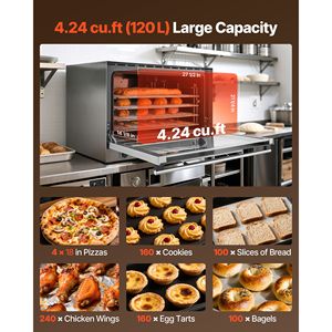 Horno de Convección Comercial de Sobremesa con Capacidad de 4.24 Pies Cúbicos, 4 Bandejas, Funcionamiento a Gas de 360 Grados, para Bandejas de Tamaño Completo, Ideal para Hoteles - Product Image 4