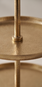 Premium Gold Metal 3 Tier Cake <b>Stand</b> with Top Knob Textured Finish Pastry <b>Cupcake</b> Display Serving Tray - Product Image 4
