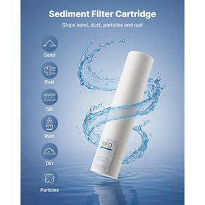 Cartuccia di Ricambio per Filtro Acqua Domestico a 3 Stadi 4.5'' X 20'', Filtro Sedimenti in Polipropilene, Blocco di Carbone per Acqua Domestica - Product Image 2