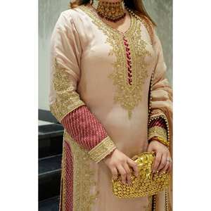 Hermoso Salwar Kameez de Seda para Fiestas, Talla XL, Top y Pantalón con Dupatta, Elegante Ropa de Fiesta - Product Image 1
