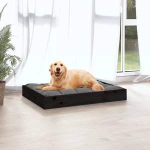 Lit pour chien en bois de pin massif durable, noir, 28,1 x 21,3 x 3,5 pouces, pour animaux de compagnie - Product Image 5