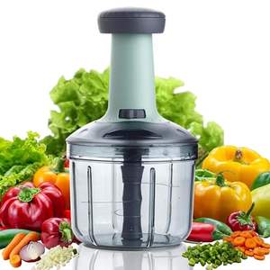 Hachoir de cuisine 1000 ml à poussoir avec 5 lames, coupe-légumes pour couper les légumes, l'oignon, le gingembre, l'ail, la salade - Product Image 1