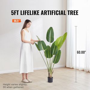 Albero Artificiale del Paradiso Alto 1,5 Metri con Protezione Anti-Ribaltamento, Pianta Finta in PE a Bassa Manutenzione, Supporto Incluso - Product Image 2