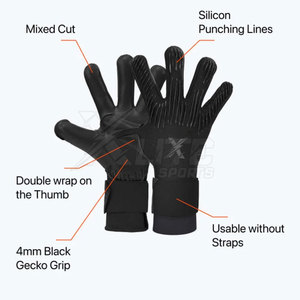 Gants de gardien de but en cuir antidérapants et respirants à doigts entiers avec fermeture auto-agrippante et sangle de poignet pour l'entraînement - Product Image 3