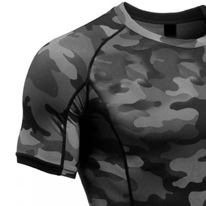 Camiseta Deportiva de Manga Corta para Hombre, Cuello Redondo, Secado Rápido, Corte Ajustado, Tejido de Poliéster, Largo Regular, Camuflaje - Product Image 5