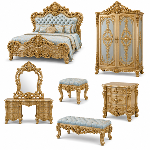 Ensemble de meubles de chambre à coucher de luxe sur mesure, ensemble de meubles de chambre à coucher pour villa de luxe, lit sculpté à la main de qualité supérieure avec commode et armoire, USA - Product Image 6