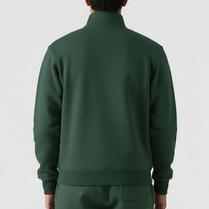 Sweat-shirts pour hommes à col montant zippé, couleur unie, en coton épais, coupe ample, prix de gros abordable - Product Image 3