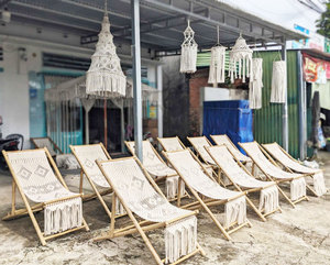 JNC Macrame Folding Lounge Chair Handmade Cotton Polyester Durable Eco Friendly Outdoor Furniture for Camping Travel Picnic - Product Image 4
