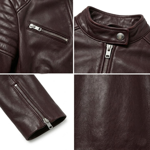Blouson de motard en cuir pour femme, marron chocolat, coupe ajustée, style Cafe Racer, épaules matelassées, en véritable peau de mouton, service OEM personnalisé, vente en gros - Product Image 4