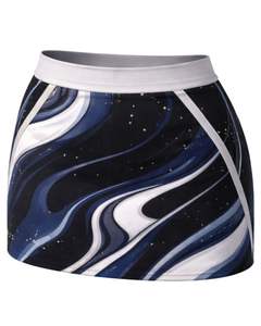 Ensemble jupe deux pièces personnalisé pour femme, noir et bleu marine, imprimé marbré, crop top sans manches, mini-jupe taille haute, tenue douce et extensible - Product Image 5