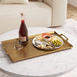 Bandeja de Servir de Latón Hecha a Mano de Primera Calidad para Servir Té, Café, Aperitivos y Bebidas, Bandeja Decorativa de Latón para Mesa de Comedor y Cocina - Product Image 3