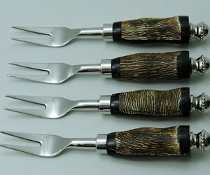 Ensemble de fourchettes en acier inoxydable éco-responsables avec manche en corne pour mariage, événement, restaurant, cadeau, accessoires de cuisine vintage - Product Image 2