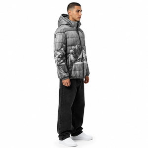 Veste matelassée à capuche pour homme, hiver, épaisse, rembourrage en polyester, fermeture éclair, impression par sublimation, design photo, style décontracté - Product Image 5