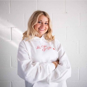 Letra griega Zeta en rosa y blanco |   Sudadera con Capucha Sigma Tackle Twill con Bolsillo Frontal, Corte Holgado, Estilo Casual para Mujer, Ropa de Otoño - Product Image 3