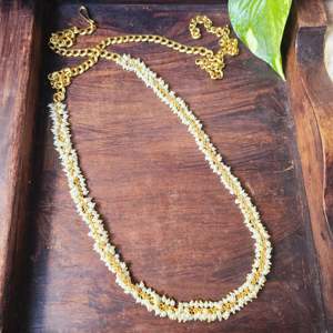 Pearl Waist Chain Matte Finish Hip Chain-Gold Plated Stainless Steel Body Jewelry - Product Image 1