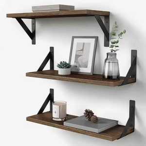 Round Floating <b>Wall</b> Shelf Multi Tier Wooden Storage Organizer Circular Geometric Black Iron <b>Wire</b> <b>Grid</b> Bookshelf Rack - Product Image 4