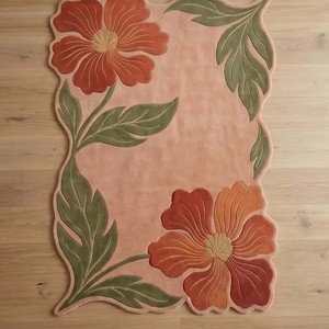 Alfombra Floral Rosa de Forma Irregular, Antideslizante, para Pasillo, Estilo Tradicional, Decoración del Hogar - Product Image 4
