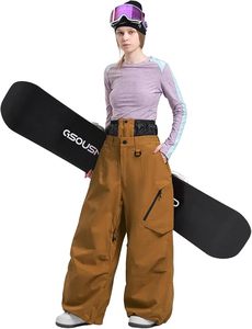Pantalon de snowboard imperméable marron pour homme avec poches zippées et coupe large pour les activités hivernales en plein air - Product Image 5