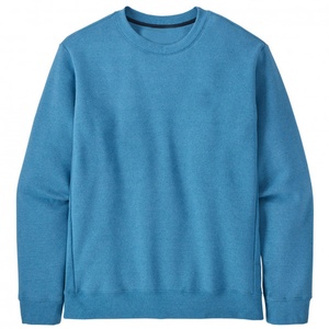 <b>Men's</b> <b>Blue</b> Crew Neck Sweatshirt Knitted Solid Color Regular Fit Casual Pullover Winter Wear 2027 100% Cotton Eco-Friendly - Product Image 1