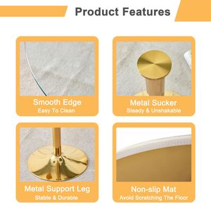 Moderno e minimalista tavolo da pranzo in vetro da 35 pollici con gambe in metallo dorato per sale da pranzo salotti - Product Image 6
