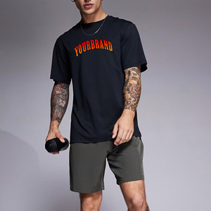 ผู้ผลิตเสื้อผ้าตามสั่ง ชุดเซ็ตเสื้อผ้าผู้ชายสองชิ้นสำหรับฤดูร้อน ชุดวอร์มสตรีทแวร์ กางเกงขาสั้นย้อมสีเอซิดและเสื้อยืดสำหรับผู้ชาย - Product Image 1