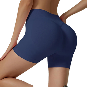 Shorts de sport premium pour femme, taille haute, élastiques, respirants, sans coutures, en Spandex/Nylon, effet froncé aux fesses - Product Image 3