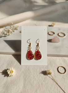 MN EXPORTS Red Gold Flake Resin Natural Pearl Teardrop <b>Drop</b> Earrings Vintage Women's Party Islamic Jewelry Gold Plated Fashion - Product Image 4