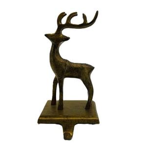 New Heavy Duty Cast Iron Reindeer <b>Stocking</b> <b>Holder</b> Black Metal Stag And Doe Christmas Fireplace Mantel Hook For Decoration - Product Image 1