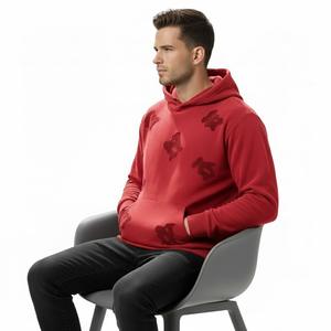 Sudadera con Capucha Oversize de Corte Cuadrado con Bordado de Corazones en Toda la Superficie para Hombre, Sudadera de Algodón de Alto Gramaje Estilo Box Fit - Product Image 5