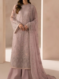 Vestido maxi kurta recto bordado color granate para mujer con dupatta verde oliva y pantalones, estilo indio pakistaní shalwar kameez - Product Image 2